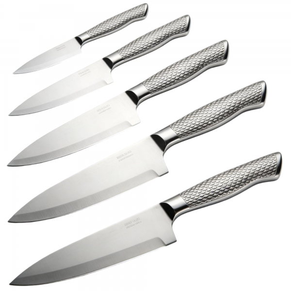 5-Piece Textured Handle Stainless Steel Knife Set